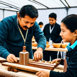 Woodworking Fair - Cultural Heritage & Modern Innovation**

"A bustling woodworking fair showcasing both traditional crafts and modern techniques like 3D printing. Artisans display intricately carved wooden furniture alongside digitally designed pieces. People of all ages admire the craftsmanship. Fully clothed, appropriate attire, safe for work, perfect anatomy, natural proportions, professional photography, high quality, modest clothing, family-friendly event."

**