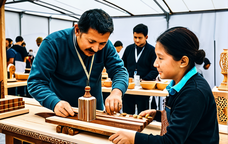 Woodworking Fair - Cultural Heritage & Modern Innovation**

"A bustling woodworking fair showcasing both traditional crafts and modern techniques like 3D printing. Artisans display intricately carved wooden furniture alongside digitally designed pieces. People of all ages admire the craftsmanship. Fully clothed, appropriate attire, safe for work, perfect anatomy, natural proportions, professional photography, high quality, modest clothing, family-friendly event."

**